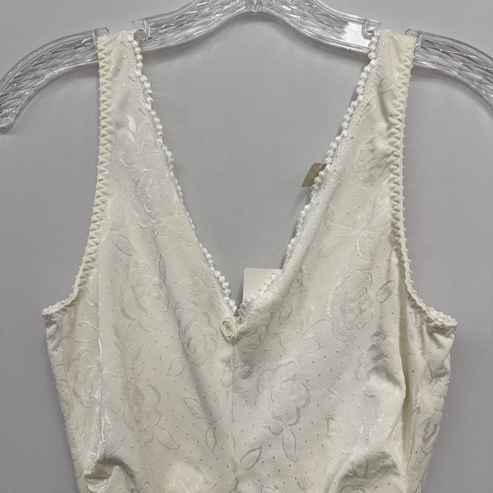 Vintage Ungaro Lingerie Bodysuit NWT NOS White Floral Size Medium Fits Small - Picture 2 of 5